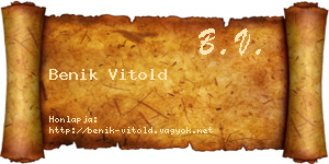 Benik Vitold névjegykártya